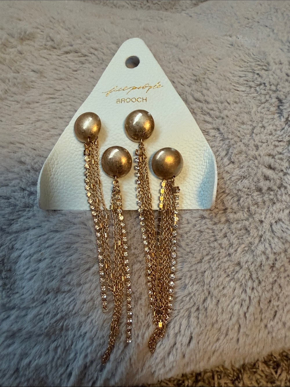 Free People Gold Tassel Brooches with Chain Drops